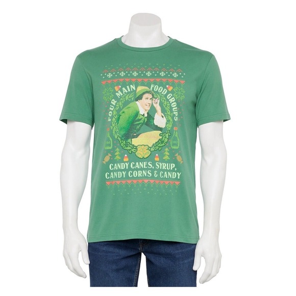 ELF CHRISTMAS Four Food Groups T-Shirt MENS XL Holiday Movie - Picture 1 of 3
